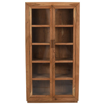 Fernious Tall Cabinet, Natural Finish on Mango Solid Wood