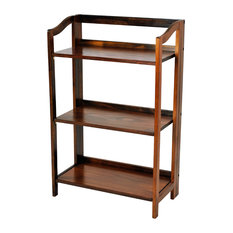 Solid Shelving 96 Inches Wide 84 High 24 Deep Casual Home Stratford 3 Shelf Folding Bookcase Warm Brown