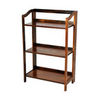 Stratford 3-Shelf Folding Bookcase, Warm Brown, 3-Shelf