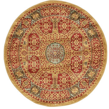 Unique Loom Red Monroe Palace 3' 3 x 3' 3 Round Rug