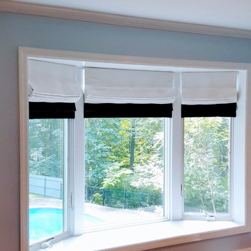 White Linen Roman Shades with Blackout lining
