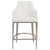 Aaron Counter Stool, White/Stainless Steel