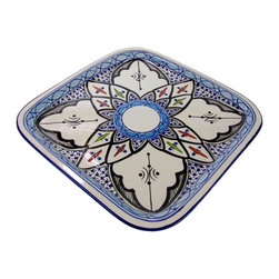 Le Souk Ceramique - Square Stoneware Platter Tibarine Design - Serving Dishes And Platters