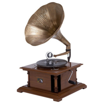 Vintage Copper Wood Gramophone 36312