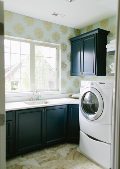 Transitional Laundry Room by House of Jade Interiors