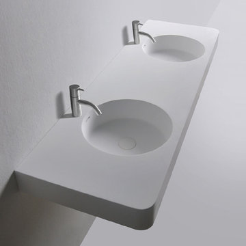 Solid Surface Bathroom Vanities and Wall Mounted Washbasins