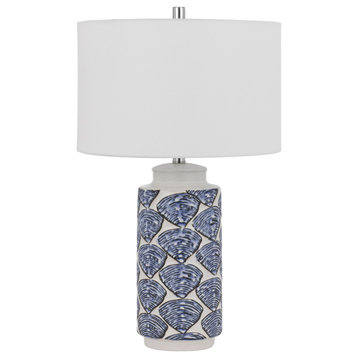 Benzara BM272350 27" Coastal Ceramic Table Lamp, Dimmer, Sea Shells, Blue