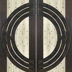 Pair of 2-1/4" Thick Mahogany Doors Art Glass Iron Work - Front Doors