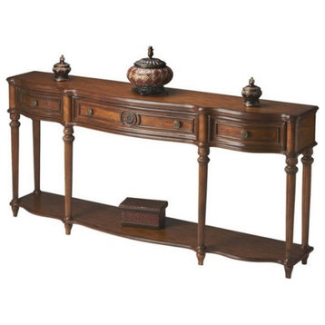 Bowery Hill Traditional Wood Base Console Table in Oak Finish