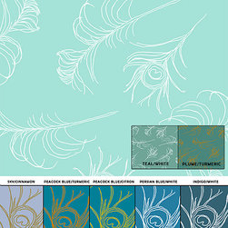 Casart coverings - Removable & Reusable Quill Peacock Patterns - Wallpaper
