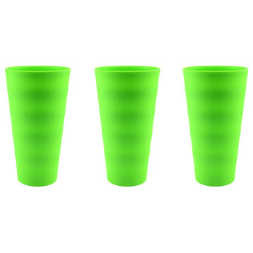 Break-Resistant Plastic Cups 18Oz, Reusable Design, Set of 3, Green
