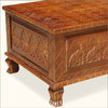 Langley Hand Carved Wood Storage Trunk Chest Coffee Table