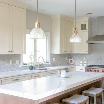 Contemporary Gold & White Kitchen