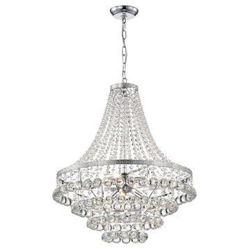 7-Light Chrome and Crystal Empire 4 Tier Chandelier Glam Lighting