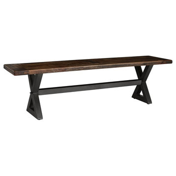 Kosas Home Kenny 18" Solid Mango Wood and Iron Dining Bench in Brown/Black