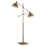 Lite Source - Cupola Floor Lamps, Brushed Brass - #2-Lite Metal Floor Lamp  Brushed Brass  E27 Cfl 23Wx2