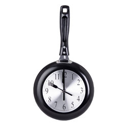 Black Frying Pan Wall Clock - Wall Clocks
