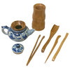 Chinese Light Brown Wood Tea Leaf Picking Scooper Tools Set Hws2689