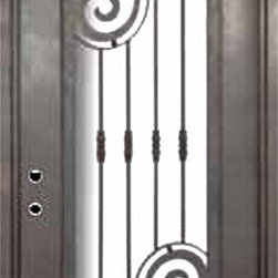 Barcelona 42x96 Forged Iron Single Door 14 Gauge Steel - Front Doors