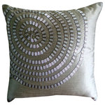The HomeCentric - Spiral Gray Art Silk 18"x18" Pillow Covers Decorative, Metallic Rings - Metallic Rings is an exclusive 100% handmade decorative pillow cover designed and created with intrinsic detailing. A perfect item to decorate your living room, bedroom, office, couch, chair, sofa or bed. The real color may not be the exactly same as showing in the pictures due to the color difference of monitors. This listing is for Single Pillow Cover only and does not include Pillow or Inserts.