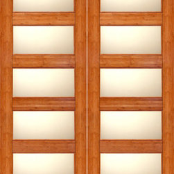 BM-21 Interior Bamboo Contemporary 5 Lite Matte Glass Double Door - Interior Doors