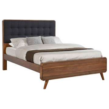 Coaster Robyn Wood Eastern King Bed with Upholstered Headboard Dark Walnut