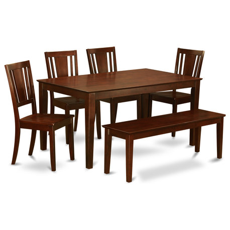 Cadu6C-Mah-W, 6-Piece Table With Bench, Table and 4 Chairs and Bench