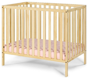 Suite Bebe Palmer Contemporary Wood Mini Crib with Mattress Pad in Natural