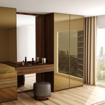 Bronze Mirror Glass Hinged Wardrobe & Dressing Unit by Inspired Elements