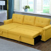 Lucca Linen Reversible Sleeper Sectional Sofa, Yellow