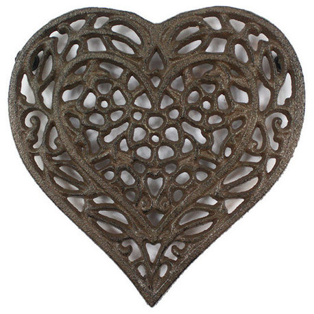 Cast Iron Heart Shaped Trivet 7"