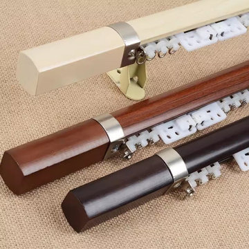 QYRF03 Wood Grain Single Double Curtain Tracks Ceiling/Wall Mount