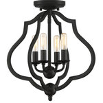 Quoizel - Quoizel O`Keefe Four Light Semi-Flush Mount OKF1715MBK - Four Light Semi-Flush Mount from O`Keefe collection in Matte Black finish. Number of Bulbs 4. Max Wattage 60.00 . No bulbs included. Light up your space with the O`Keefe collection. This farmhouse style ?xture features an open geometric silhouette with curved sides for a romantic and airy design. This collection comes in two ?nishes and two interchangeable candle sleeves are included with each fixture. The Antique White ?nish comes with Weathered Brass candle sleeves and the Matte Black ?nish comes with the option of Antique Nickel. No UL Availability at this time.