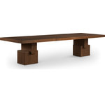 Meridian Furniture - Anzio Oak Veneer Dining Table, Brown - Wow guests with the artsy charm of this Anzio brown oak dining table. This table has a decidedly utilitarian design that makes it a no-brainer for minimalist decor while its simple lines and unexpected style elements ensure that it's the center of attention in your modern dining area. Oak veneer construction lends a rugged, rustic vibe to the table, which comes equipped with two leaves so that you can make it smaller or larger depending on the crowd you're entertaining.