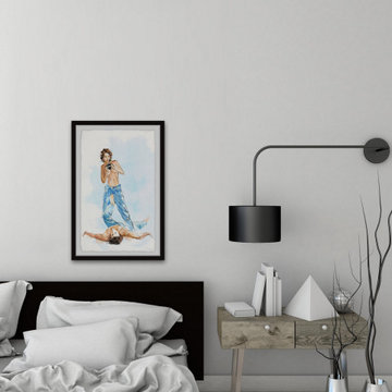 "Couple Matching Jeans" Framed Painting Print