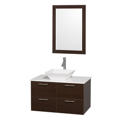 Wyndham Collection Amare 36" Vanity, Man-Made Stone Top, White Porcelain Sink - Bathroom Vanities And Sink Consoles