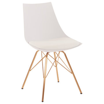 Oakley Chair With Gold Chrome Base, White