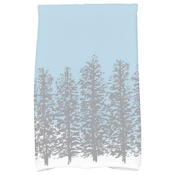 Hidden Forrest, Floral Print Kitchen Towel, Gray, 18 x 30"