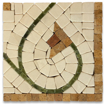 Marble Mosaic Border Decorative Insert Tile Agean Antique 5x5 Tumbled, 1 piece