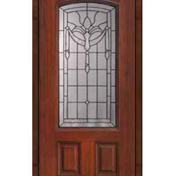 Entry Single Door 80 Fiberglass Palacio 2 Panel Arch Lite Glass - Front Doors
