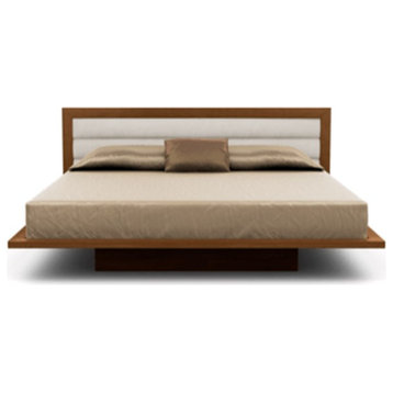 Moduluxe 29" Queen Bed With Upholstery, Saddle Cherry, Oyster Microsuede