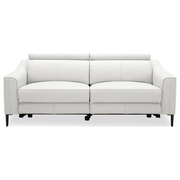 Divani Casa Eden Modern White Leather Sofa With 2 Recliners
