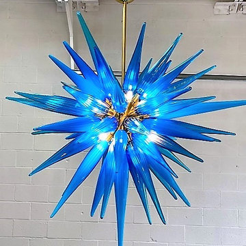 Custom Murano Glass "Icicles" Chandelier - 3 Colors, 2 lighting sources