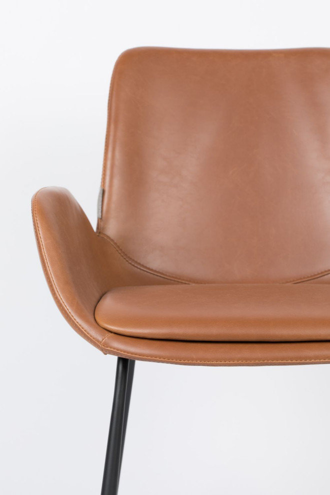 Brown Leather Dining Armchairs (2) | Zuiver Brit LL - Midcentury ...