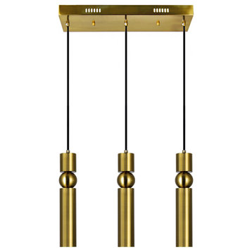 Chime LED Island with Pool Table Chandelier with Brass Finish