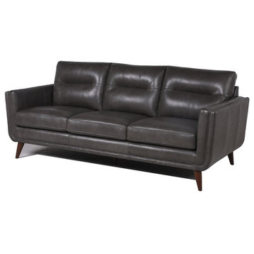 Rex Mid-Century Leather Sofa in Gray