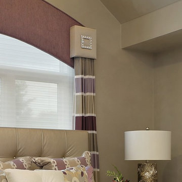 Swarovski Crystals Embellish Cornice Boxes on Color-Block Window Panels