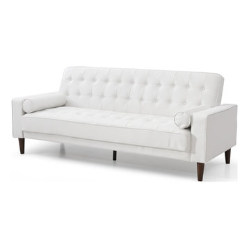 Details about   Mid Century Modern Sleeper Sofa Square Tufted Futon Bed with Pillows Grey 