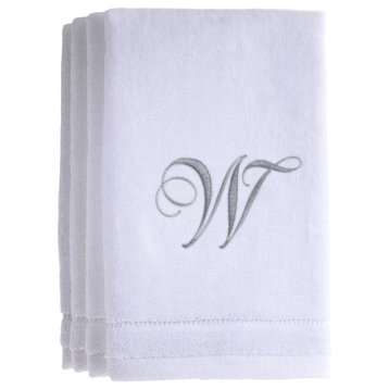 Monogrammed White Fingertip Towels Set of 4 - W