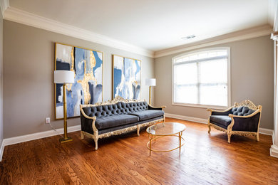Example of a transitional living room design in Atlanta